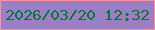 文字の大きさ：1、枠の色：fe929f、背景の色：9c7ec2、文字の色：03753b 無料ブログパーツのブログ時計