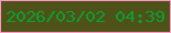 文字の大きさ：1、枠の色：fe98c7、背景の色：4e5218、文字の色：0c9f30 無料ブログパーツのブログ時計