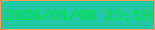 文字の大きさ：4、枠の色：fe9e5d、背景の色：21c8a4、文字の色：03e537 無料ブログパーツのブログ時計