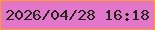 文字の大きさ：4、枠の色：fe9f1a、背景の色：e375ca、文字の色：1e2c13 無料ブログパーツのブログ時計
