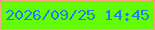 文字の大きさ：3、枠の色：fea680、背景の色：64fb04、文字の色：1e7fee 無料ブログパーツのブログ時計