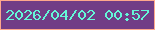 文字の大きさ：2、枠の色：fea88c、背景の色：713d86、文字の色：64f7d8 無料ブログパーツのブログ時計