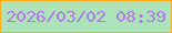 文字の大きさ：5、枠の色：feac1c、背景の色：ace3ba、文字の色：b477ee 無料ブログパーツのブログ時計