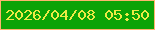 文字の大きさ：5、枠の色：feb46e、背景の色：0ca306、文字の色：edea45 無料ブログパーツのブログ時計