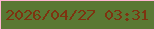 文字の大きさ：4、枠の色：feb6d4、背景の色：597834、文字の色：7e3310 無料ブログパーツのブログ時計