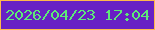 文字の大きさ：5、枠の色：feb84b、背景の色：6820c4、文字の色：5dea78 無料ブログパーツのブログ時計