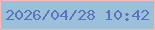 文字の大きさ：4、枠の色：feb9b4、背景の色：9ac1d9、文字の色：5a74bf 無料ブログパーツのブログ時計