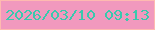 文字の大きさ：1、枠の色：febab0、背景の色：f199be、文字の色：39c9ad 無料ブログパーツのブログ時計