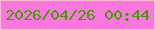 文字の大きさ：5、枠の色：febdd6、背景の色：fa78dd、文字の色：4a960b 無料ブログパーツのブログ時計