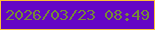 文字の大きさ：5、枠の色：febe37、背景の色：6505c5、文字の色：768a36 無料ブログパーツのブログ時計