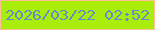 文字の大きさ：2、枠の色：fec098、背景の色：aaed0b、文字の色：628cca 無料ブログパーツのブログ時計
