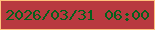 文字の大きさ：2、枠の色：fec17d、背景の色：b8393f、文字の色：04601c 無料ブログパーツのブログ時計