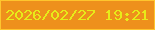 文字の大きさ：5、枠の色：fec52e、背景の色：ee901c、文字の色：e7eb19 無料ブログパーツのブログ時計