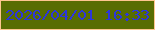 文字の大きさ：2、枠の色：fec68f、背景の色：586d02、文字の色：2c36dd 無料ブログパーツのブログ時計