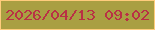 文字の大きさ：1、枠の色：fecc7c、背景の色：a99f42、文字の色：b93145 無料ブログパーツのブログ時計