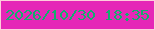 文字の大きさ：4、枠の色：fecddc、背景の色：e527b7、文字の色：11ae6e 無料ブログパーツのブログ時計
