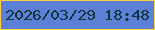 文字の大きさ：2、枠の色：fed23e、背景の色：5c7fd8、文字の色：143537 無料ブログパーツのブログ時計
