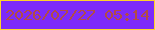 文字の大きさ：1、枠の色：fed328、背景の色：7d2af9、文字の色：b14c46 無料ブログパーツのブログ時計
