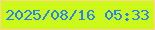 文字の大きさ：1、枠の色：fed58e、背景の色：ccf91a、文字の色：2085f4 無料ブログパーツのブログ時計