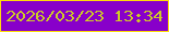 文字の大きさ：1、枠の色：fedc0a、背景の色：8800ca、文字の色：cdcb26 無料ブログパーツのブログ時計