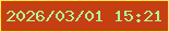 文字の大きさ：2、枠の色：fee652、背景の色：c63f12、文字の色：aef99a 無料ブログパーツのブログ時計