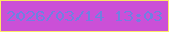 文字の大きさ：3、枠の色：fee865、背景の色：cb50d7、文字の色：7080e1 無料ブログパーツのブログ時計