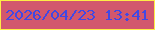 文字の大きさ：4、枠の色：feec46、背景の色：d2576d、文字の色：4148e4 無料ブログパーツのブログ時計