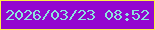 文字の大きさ：2、枠の色：feee45、背景の色：9406cf、文字の色：8ce3dd 無料ブログパーツのブログ時計