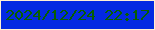 文字の大きさ：1、枠の色：feefd3、背景の色：0329e2、文字の色：085d03 無料ブログパーツのブログ時計