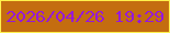 文字の大きさ：1、枠の色：fef04c、背景の色：c46d10、文字の色：961ad8 無料ブログパーツのブログ時計