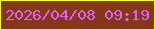 文字の大きさ：2、枠の色：fef640、背景の色：873719、文字の色：d964f9 無料ブログパーツのブログ時計