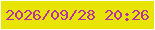 文字の大きさ：5、枠の色：fefdef、背景の色：e8e405、文字の色：b932a0 無料ブログパーツのブログ時計