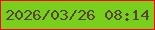 文字の大きさ：4、枠の色：ff0010、背景の色：78d01c、文字の色：574339 無料ブログパーツのブログ時計