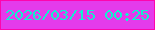 文字の大きさ：3、枠の色：ff04ad、背景の色：e43beb、文字の色：11f0ce 無料ブログパーツのブログ時計
