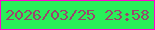 文字の大きさ：2、枠の色：ff04ce、背景の色：29ef59、文字の色：9b446d 無料ブログパーツのブログ時計