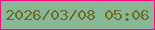 文字の大きさ：1、枠の色：ff0880、背景の色：89b897、文字の色：6d6b24 無料ブログパーツのブログ時計