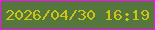 文字の大きさ：1、枠の色：ff09fb、背景の色：55763c、文字の色：cec413 無料ブログパーツのブログ時計