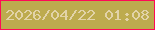 文字の大きさ：3、枠の色：ff0a56、背景の色：bdab4e、文字の色：e2d3a8 無料ブログパーツのブログ時計