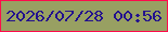 文字の大きさ：3、枠の色：ff0b4b、背景の色：98a062、文字の色：23118e 無料ブログパーツのブログ時計