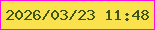 文字の大きさ：4、枠の色：ff0ddf、背景の色：fae14e、文字の色：3c5614 無料ブログパーツのブログ時計