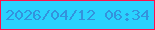 文字の大きさ：1、枠の色：ff104a、背景の色：2ad2fe、文字の色：3393dd 無料ブログパーツのブログ時計