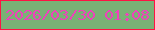 文字の大きさ：3、枠の色：ff1243、背景の色：7ab175、文字の色：ef41bb 無料ブログパーツのブログ時計