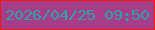 文字の大きさ：2、枠の色：ff1311、背景の色：a53d87、文字の色：2ea1af 無料ブログパーツのブログ時計