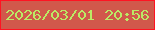 文字の大きさ：3、枠の色：ff1322、背景の色：d1584b、文字の色：bbea65 無料ブログパーツのブログ時計