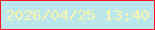 文字の大きさ：5、枠の色：ff1621、背景の色：bbe7eb、文字の色：fcf3af 無料ブログパーツのブログ時計