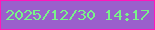 文字の大きさ：2、枠の色：ff18ba、背景の色：9a60cc、文字の色：79f389 無料ブログパーツのブログ時計