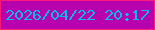 文字の大きさ：4、枠の色：ff1978、背景の色：b701af、文字の色：05bbea 無料ブログパーツのブログ時計