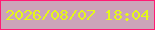 文字の大きさ：3、枠の色：ff1b74、背景の色：cca4b9、文字の色：e5f818 無料ブログパーツのブログ時計