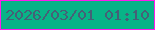 文字の大きさ：2、枠の色：ff1cec、背景の色：08b487、文字の色：456077 無料ブログパーツのブログ時計