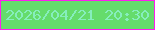 文字の大きさ：3、枠の色：ff1cef、背景の色：65dc6c、文字の色：86eebd 無料ブログパーツのブログ時計